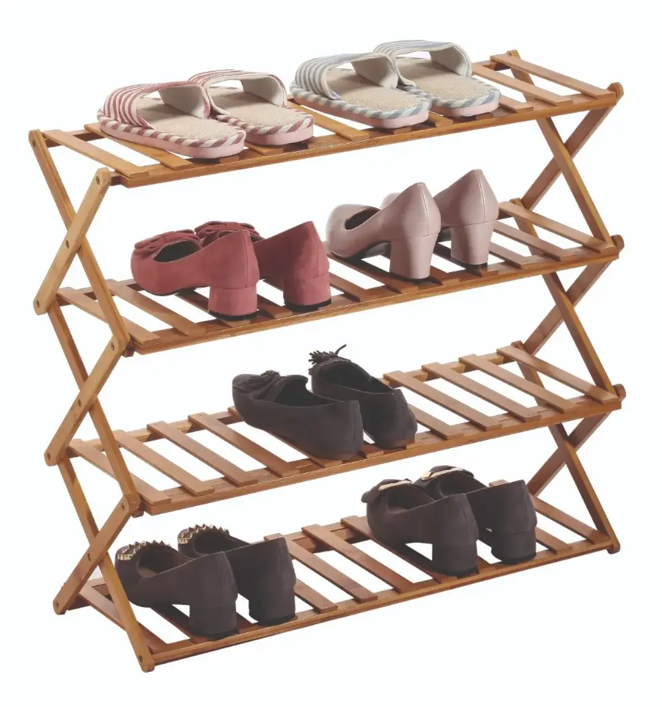 4 Tier Bamboo Folding Shoe Rack**