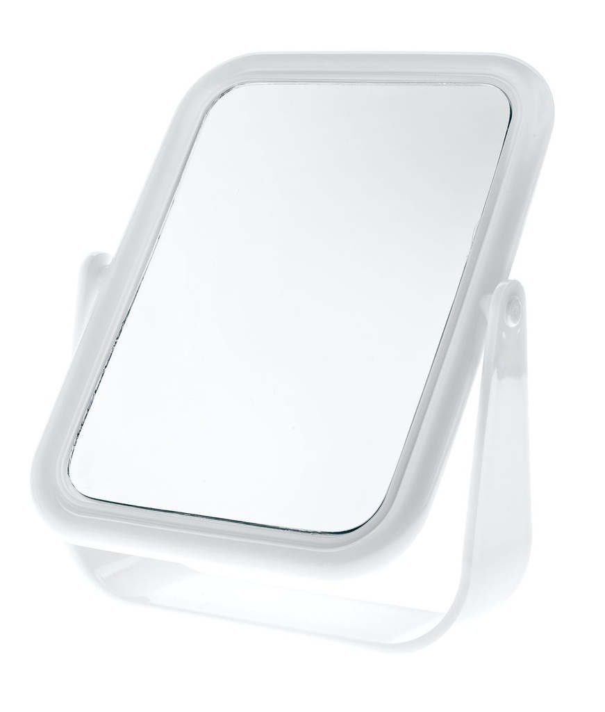 Plastic Mirror Oblong White Standing