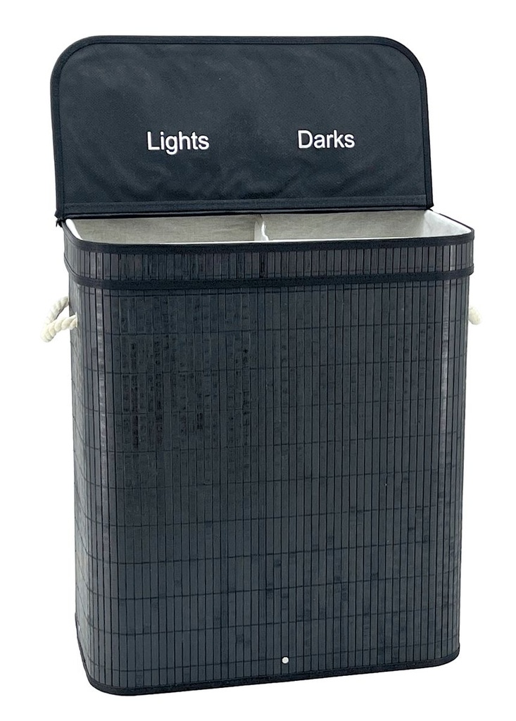 Foldable Bamboo Dark/Lights  Laundry Hamper – Black