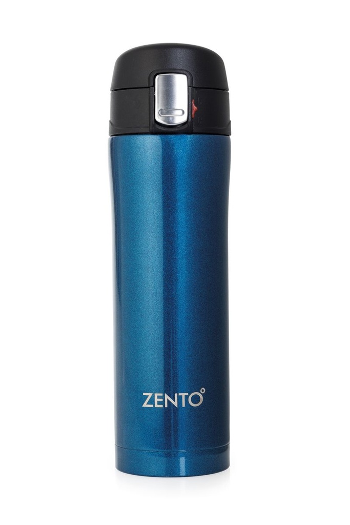 Push Button Vacuum Tumbler Metallic Blue 450ml