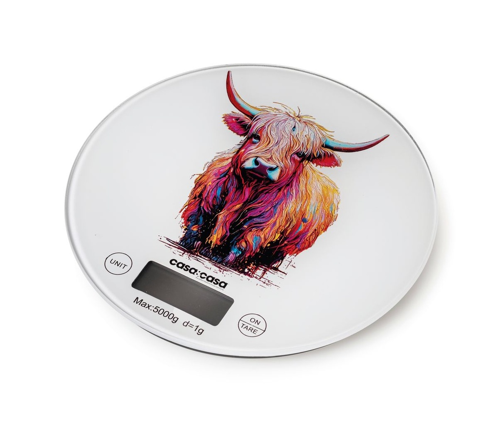 Electronic Kitchen Scale Highland Cow - White
