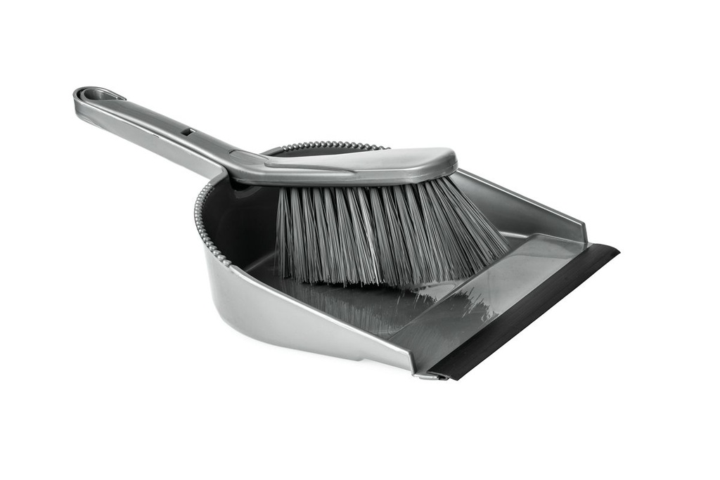 Plastic Dustpan & Brush Set Soft - Grey