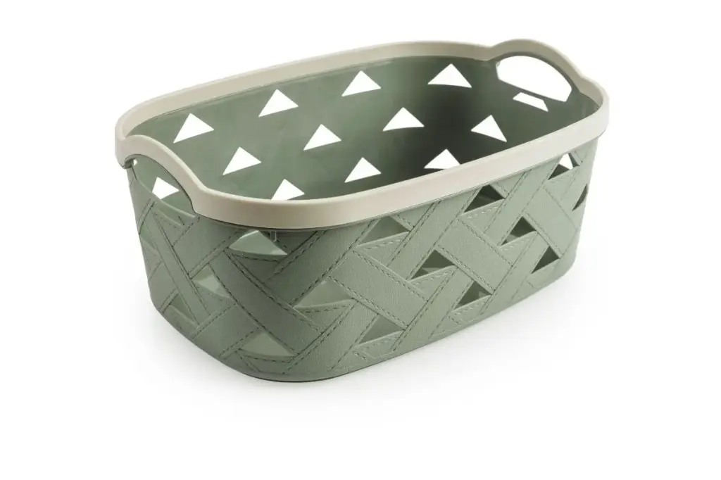 Weave Design Plastic Storage Basket 10.6L - Green