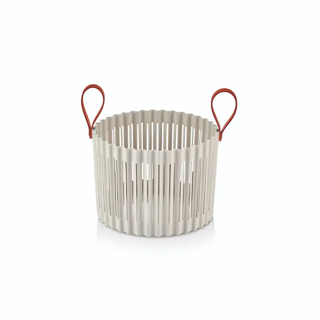 Flute Plastic Round Basket 8.5L - Almond