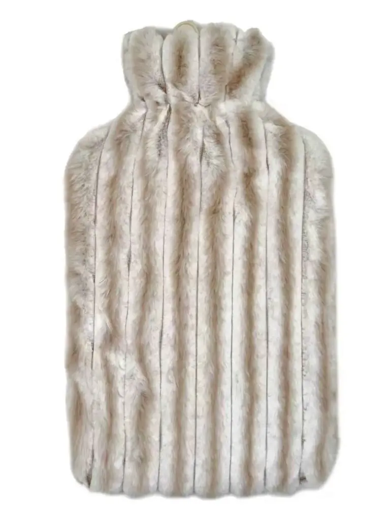 3L Hot Water Bottle with Stripe Cover - Brown