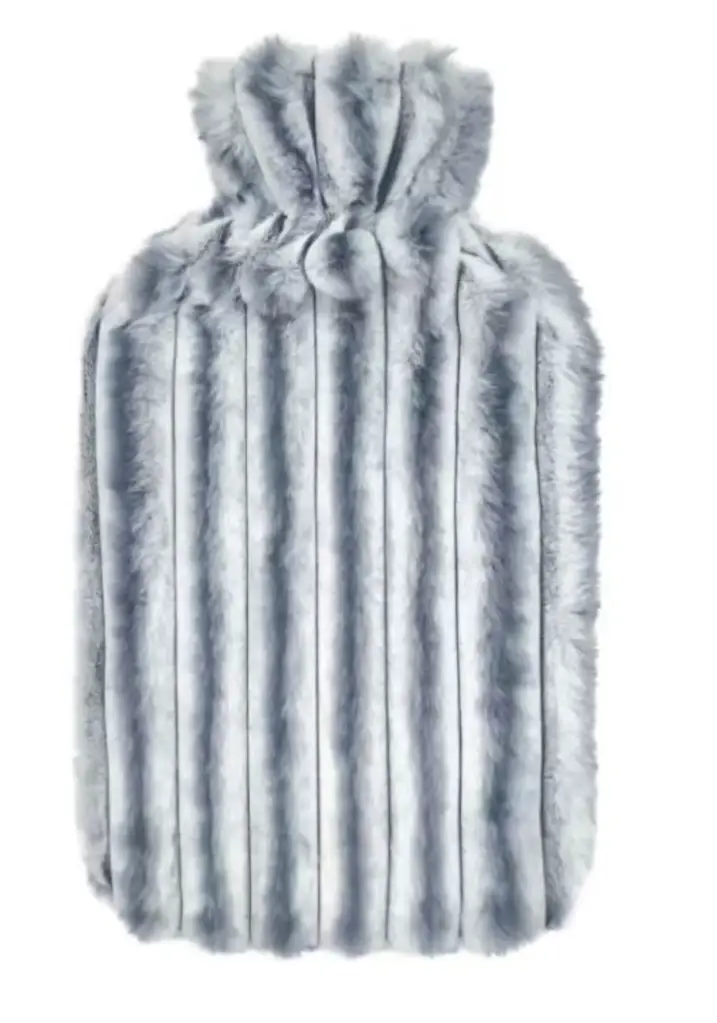 3L Hot Water Bottle with Stripe Cover - Blue