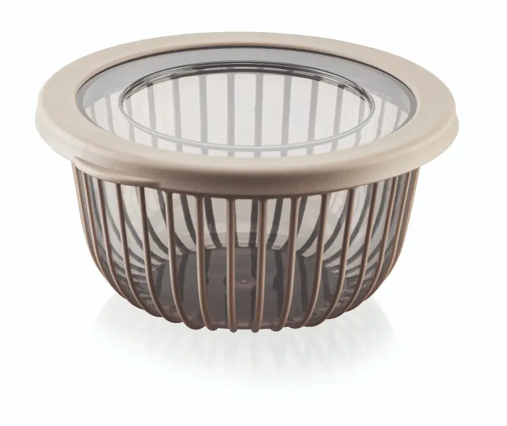 Linea Round Storage Box with Lid 1Lt - Almond