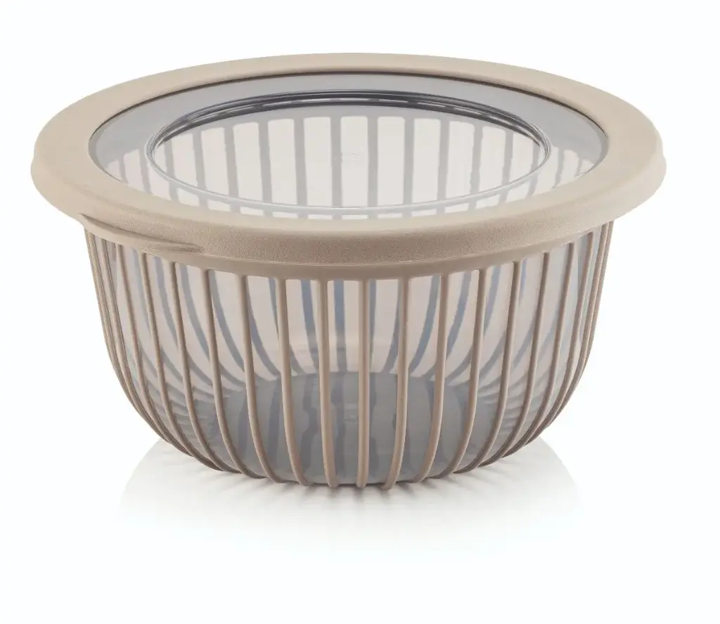 Linea Round Storage Box with Lid 2Lt - Almond