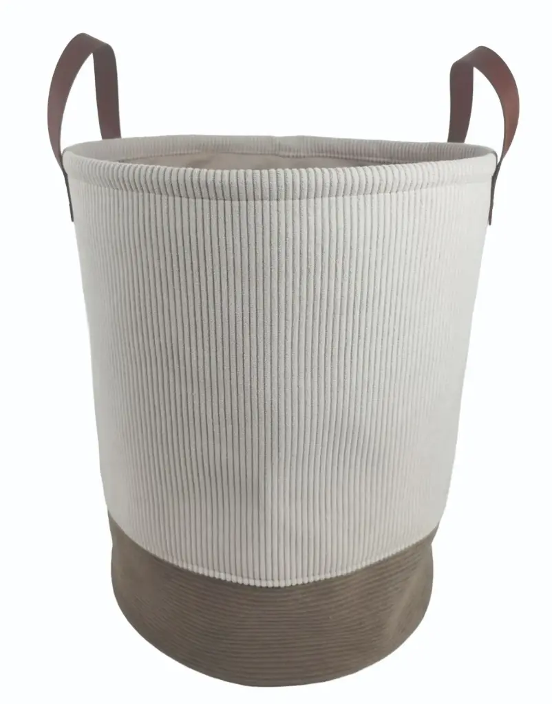 Corduroy Two Tone Laundry Hamper - Coffee+Natural