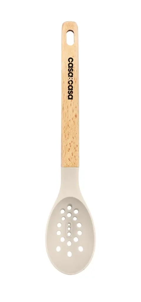Beech Wood Utensil Slotted Spoon - Almond
