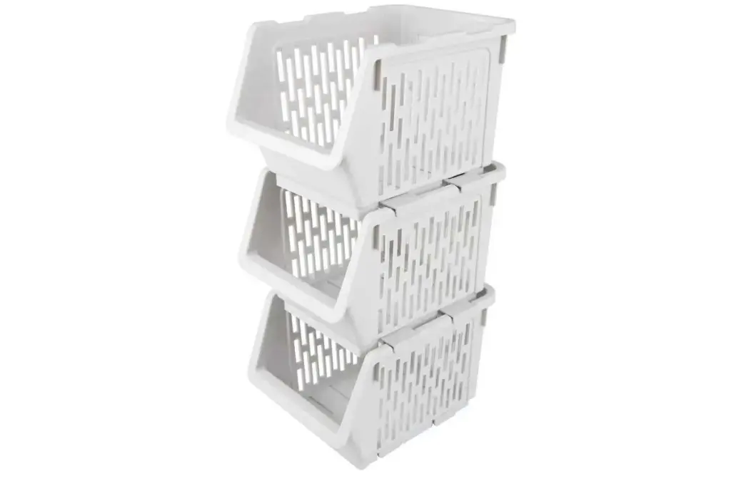 Stacking Set 3 Storage Basket Large - White