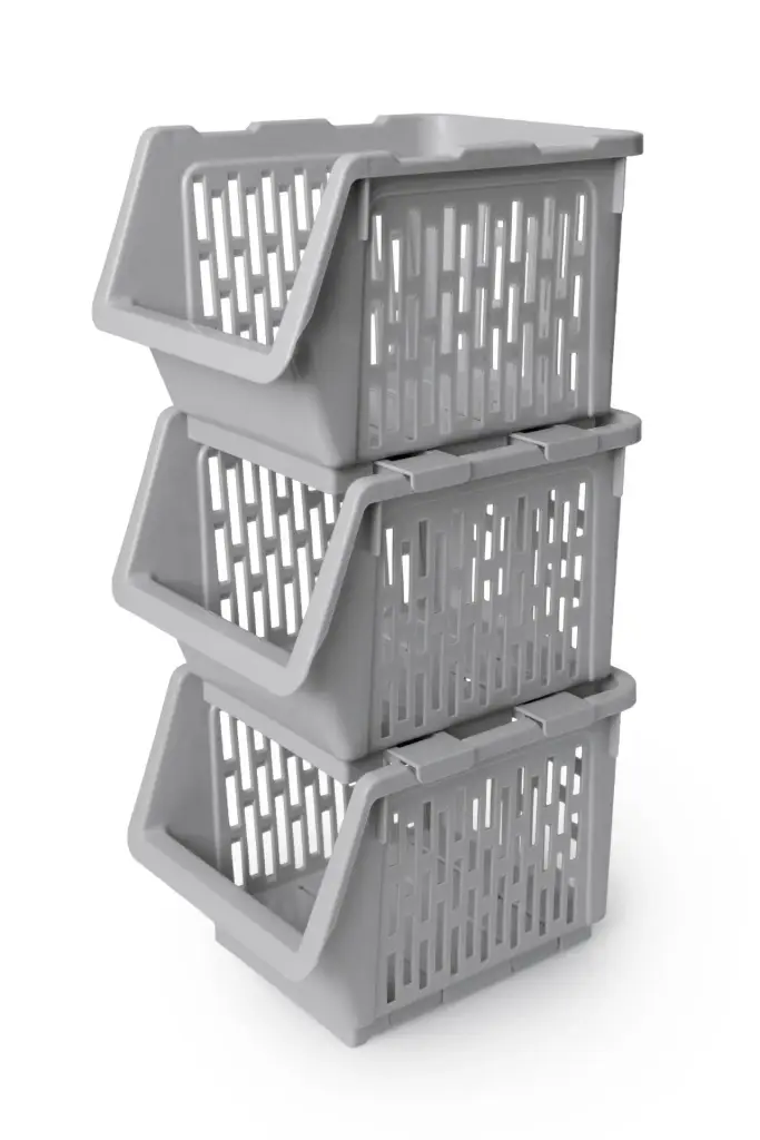 Stacking Set 3 Storage Basket Small - Grey