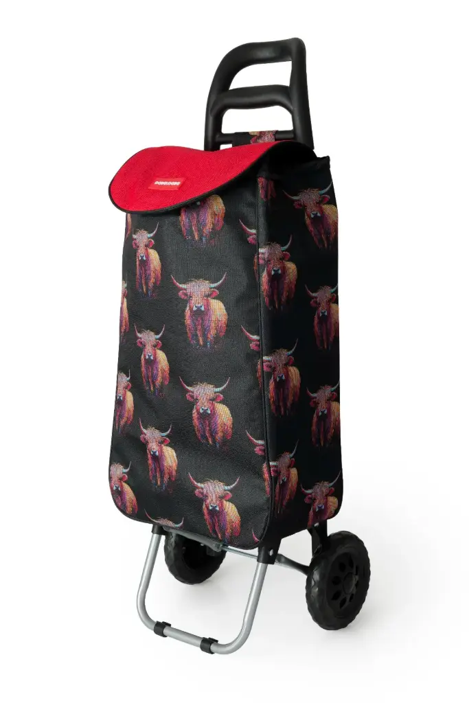 Highland Cow 2 Wheel Shopping Trolley