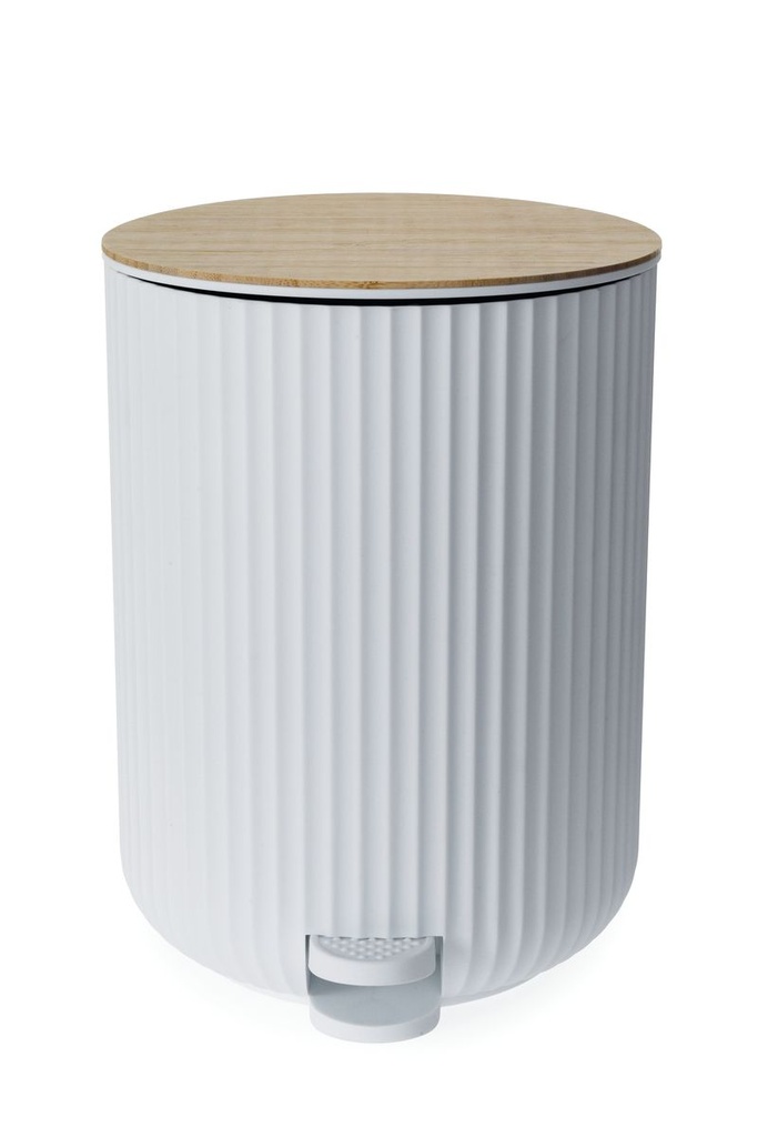 Berkeley Pedal Bin - White W/Bamboo Lid 4.5L