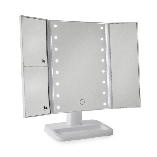 [BA6387] LED 3 Sided Desktop Mirror White**