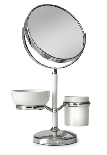 [BA7315] Table Mirror & Cosmetic Holder Chrome 1X/3X**