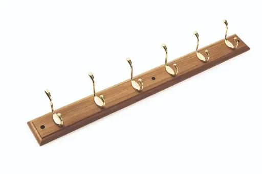 [HK2001/6] Salford 6 Polished Brass Finish Hooks Wall Pine