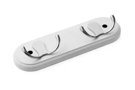 [HK2010/2] Bristol 2  Polished Chrome Hook Wall Double White