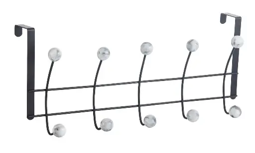 [HK3234/5] Virgo Over Door 5 Hook Black Marble Effect