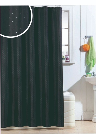 [SC500BK] Diamante Polyester Shower Curtain - Black*