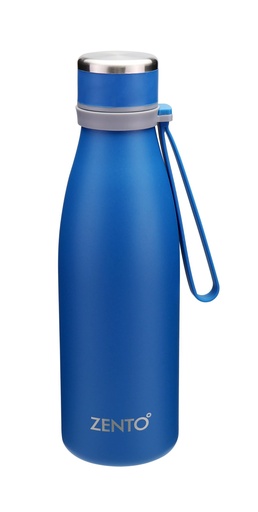 [13323] Zenith Silicone Strap SS Vacuum Water Bottle 550ml Blue