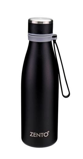 [13328] Zenith Silicone Strap SS Vacuum Water Bottle 550ml Black