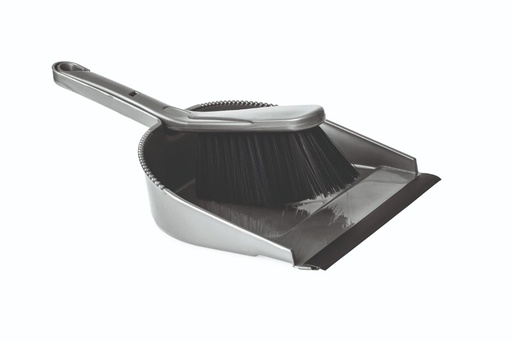 [20032] Plastic Dustpan & Brush Set Hard - Grey