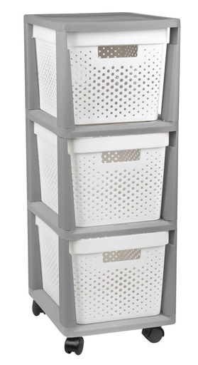 [BA6220] 3 Drawer Storage Unit - Wh/Gy