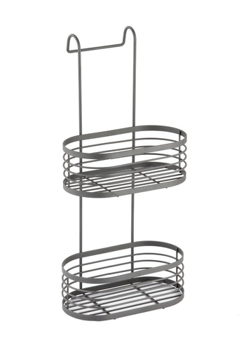 [BA6677GY] 2 Tier Over Shower Screen Caddy - Grey