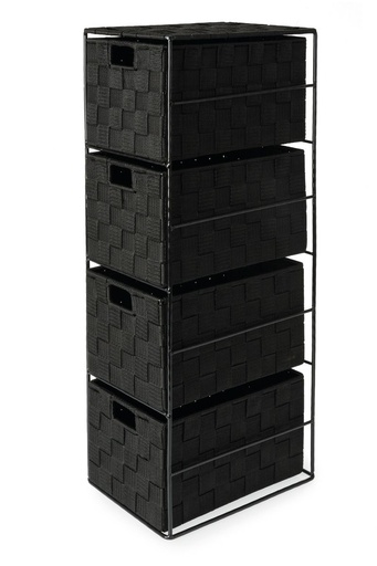 [BF141023BK] Madrid Black Cabinet 4 Drawer