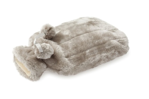 [HW012] 2L Hot Water Bottle + Fur Cover Silver