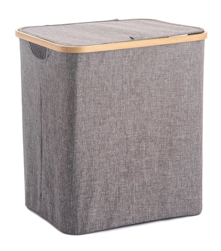 [LB0020] Laundry Basket with Bamboo Frame - Grey
