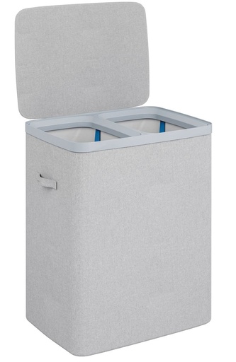 [LB0023] Dual Section Laundry Hamper (100L) – Grey