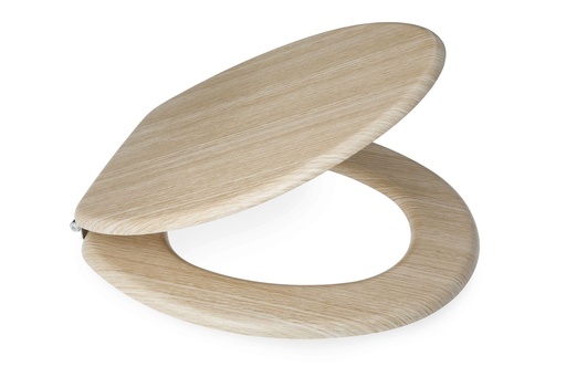 [TS211] Hampton Oak MDF Toilet Seat SS Hinge