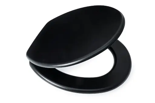 [TS222] Hampton Black MDF Toilet Seat SS Hinge