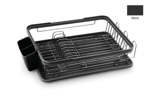 [17471] Chrome/Black Dish Rack with Tray