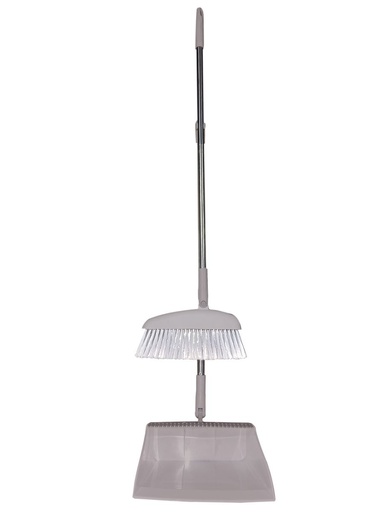 [20039] Supreme SS Folding Long Handle Dustpan & Brush - Gy*