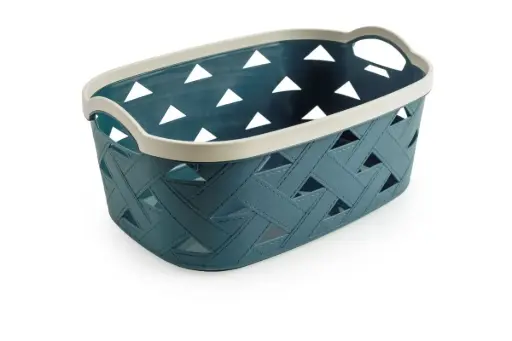 [BA6236BL] Weave Design Plastic Storage Basket 10.6L - Blue