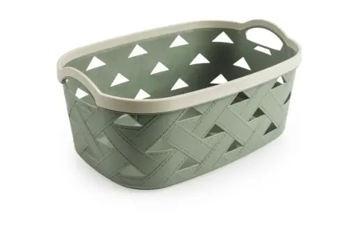 [BA6236GR] Weave Design Plastic Storage Basket 10.6L - Green