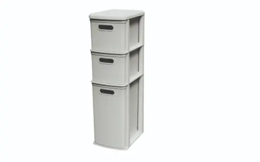 [BF6225AL] Figaro 3 Drawer Plastic Storage Unit - Almond
