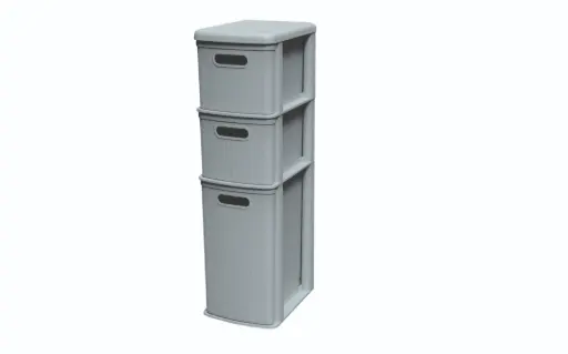 [BF6225GY] Figaro 3 Drawer Plastic Storage Unit - Grey
