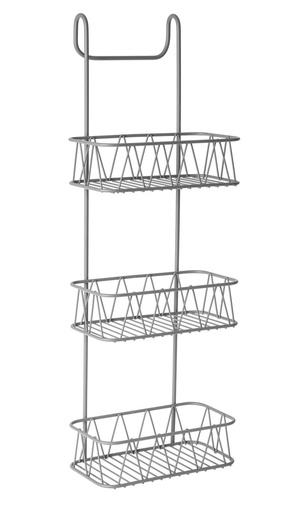 [BA0493GY] 3 Tier Over Shower Screen Caddy - Grey