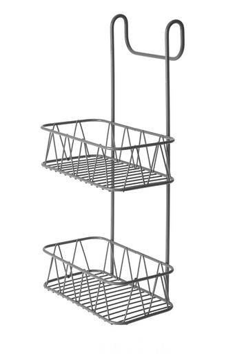 [BA0494GY] 2 Tier Over Shower Screen Caddy Grey