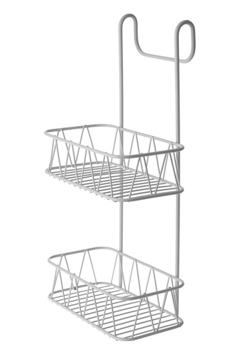 [BA0494WH] 2 Tier Over Shower Screen Caddy White