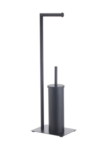[BA0915] Genoa Toilet Roll Holder & Brush - Black