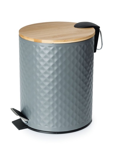 [BA2025GY] 5L Pedal Bin with Bamboo Lid Soft Close - Grey