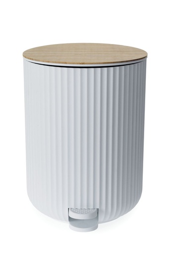 [BA2035WH] Berkeley Pedal Bin - White W/Bamboo Lid 4.5L